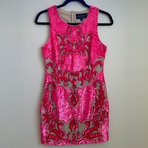 Needle & Thread Bubblegum pink sequin motif cutout shift mini dress 4 NWT Rare